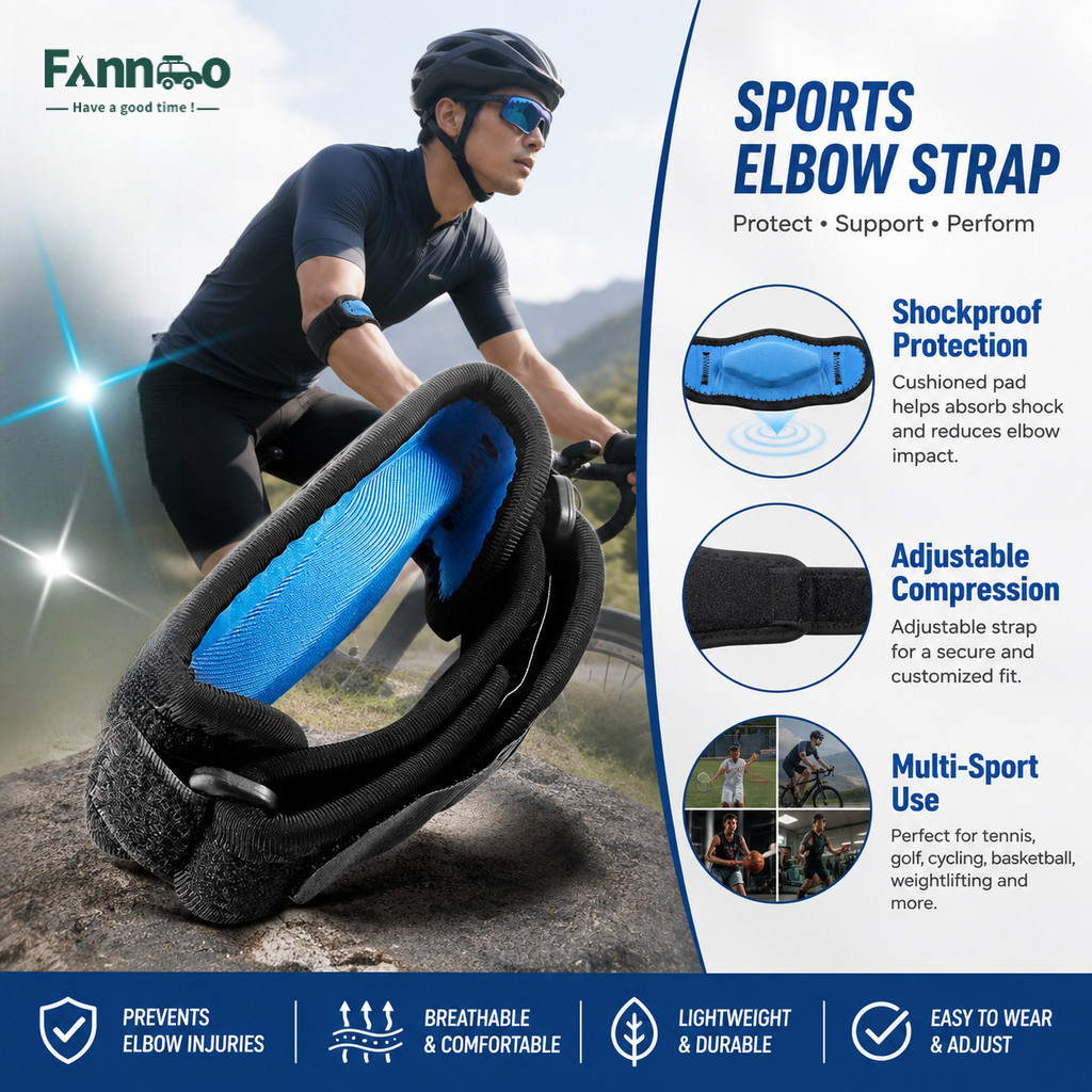 อุปกรณ์พยุงข้อศอก FannGo Sports สำหรับเทนนิสและกอล์ฟ บรรเทาอาการปวดข้อศอก แพ็คเดี่ยว