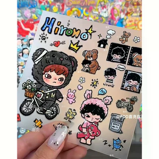 Pop Mart Hirono Hirono สติกเกอร์การ์ตูน diy เคสโทรศัพท์แท็บเล็ตพีซีคู่มือสติกเกอร์ตกแต่ง