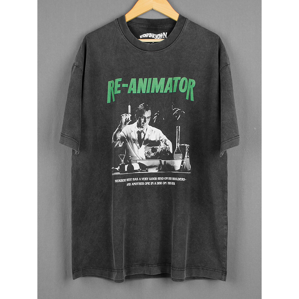 Live Jumping Corpse Re-Animator คลาสสิกสยองขวัญภาพยนตร์ Cult Living Demon ล้างผ้าฝ้ายแท้พิมพ์เสื้อยื