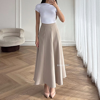 Audy Skirt - Korean Loose Maxi Skirt Rok Wanita Anti kusut Polyester - Rok Flare Scuba Wanita - Scuba Premium