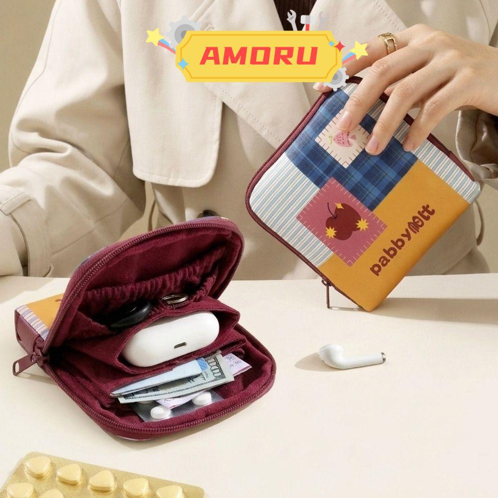 AMOR12U7 Travel Jewelry Organizer, PU Leather Portable Jewelry Storage Pouch, Waterproof Dopamine St