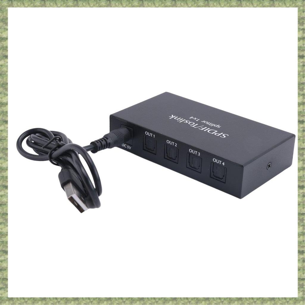 (RQSE)เสียงออปติคอลดิจิตอล 1X4 Splitter Digital SPDIF Toslink Optical Fiber Audio Splitter 1 in 4 Ou
