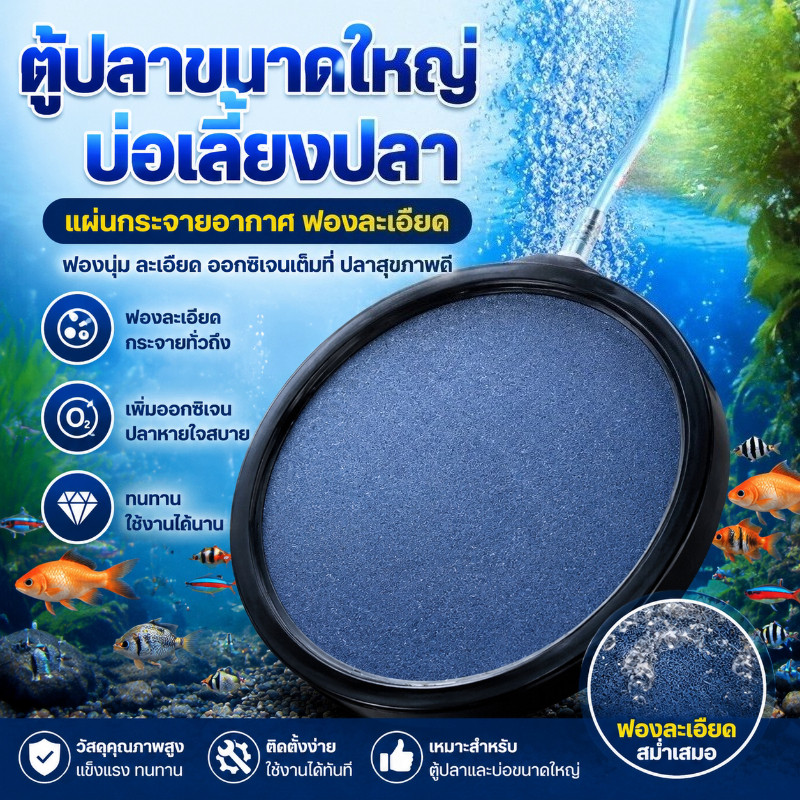 จานทรายอ๊อกซิเจน ขนาด 4 นิ้ว / 5 นิ้ว / 8 นิ้ว หัวทรายจานเพิ่มออกซิเจน เหมาะสำหรับตู้ปลาและบ่อเลี้ยงปลา