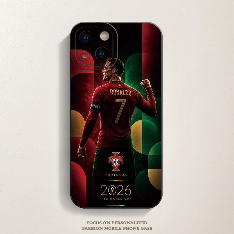 เคสโทรศัพท์ iPhone CR7 Ronaldo โปรตุเกส ฟุตบอลโลก 2026 TPU เคสนิ่ม สำหรับ iPhone 11 12 13 14 15 16 17 Pro Max Plus