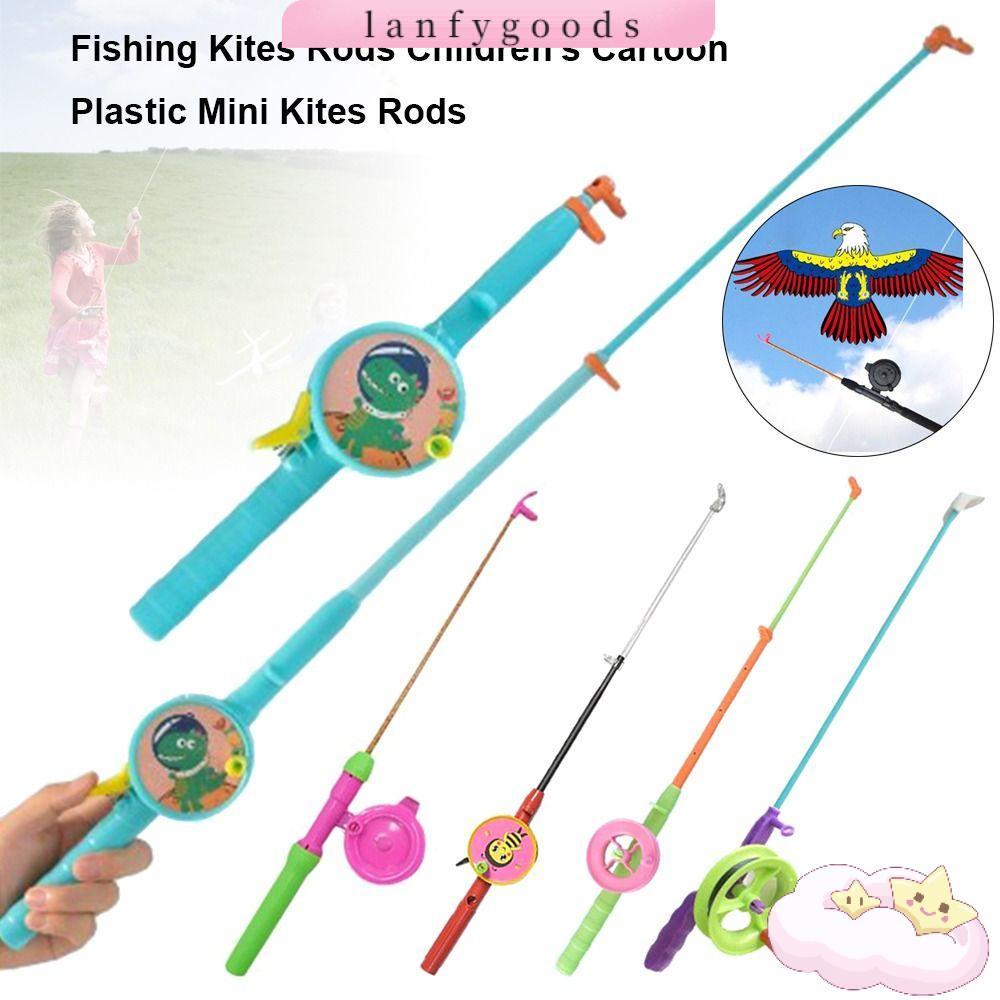 LANFYGOODS เด็กตกปลา Kites Rods,ยืดDiverseรูปแบบMini Kites Rods,คุณภาพสูง 38 ซม./58 ซม./80 ซม.การ์ตูน 50 เมตรสายตกปลาสําหรับของขวัญเด็ก