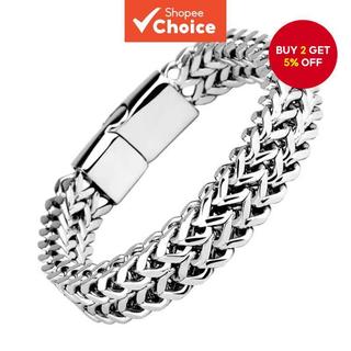 Hip Hop Braided Double Row Cuban Bracelet Stainless Steel Men 19cm 21cm 23cm