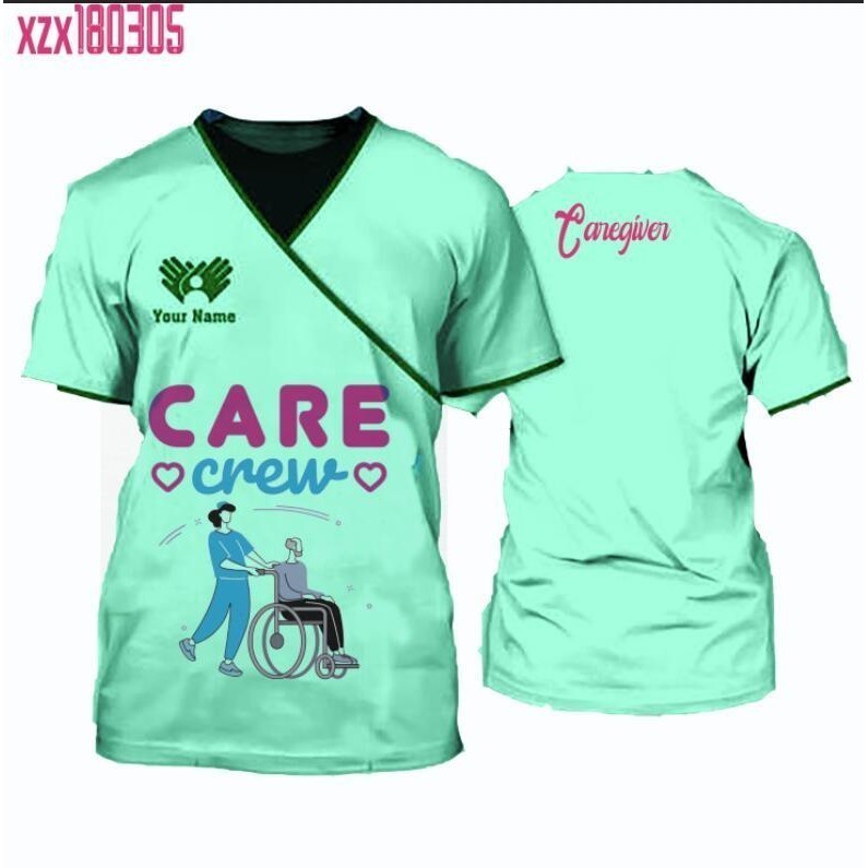 Care claw caregivers 3D เสื้อส่วนบุคคลชื่อลูกเรือ care