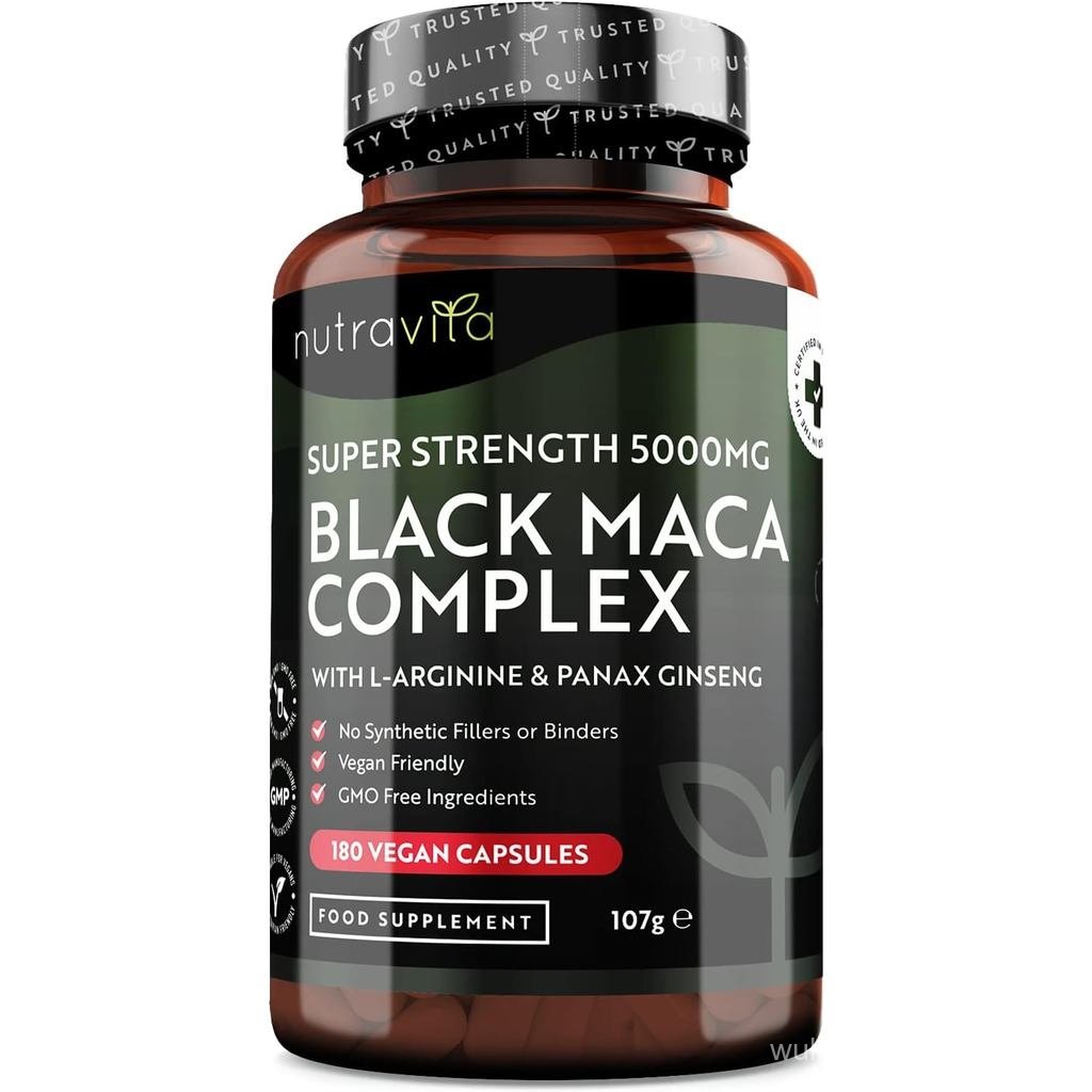 Nutravita Maca Root Capsules 5000mg () – 180 Vegan Black Maca Capsules (อุปทาน 6 เดือน) - ไม่ใช่เม็ด