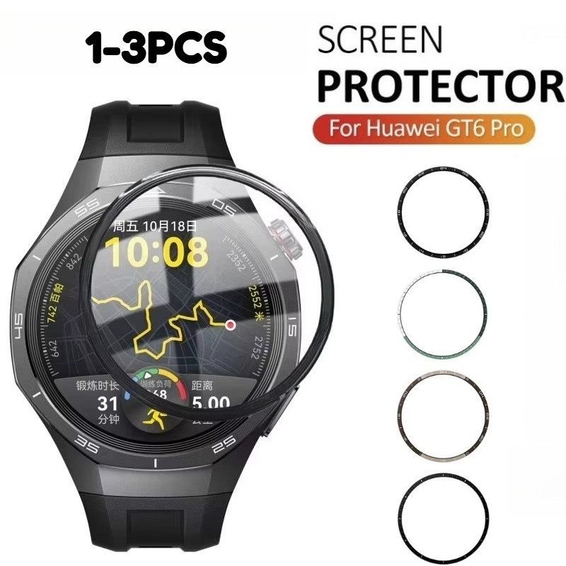 สําหรับ Huawei นาฬิกา GT6 Pro 46 มม.41 มม.1-3 ชิ้น 100D โค้งสีดําขอบฟิล์มกระจกนิรภัยสําหรับ Huawei น