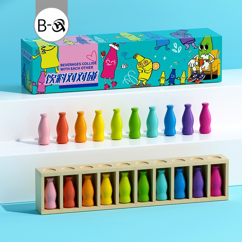 BHQ ของเล่นเพื่อการศึกษา Color matching เกมจับคู่ความจํา ขวดสี 10 สี เสริมพัฒนาการเด็ก ทำจากไม้
