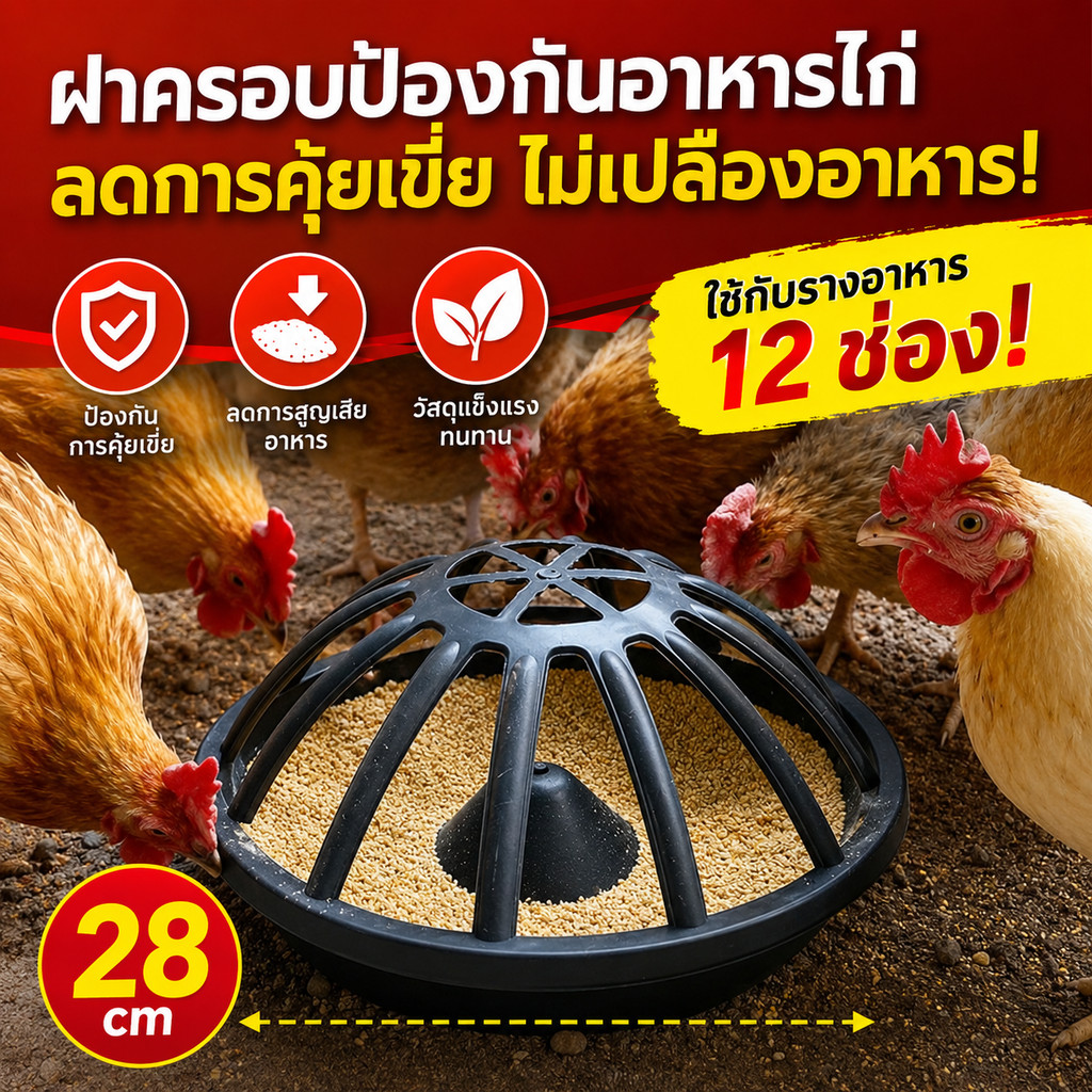 CODรางอาหารพิเศษสำหรับให้อาหารไก่ รางอาหารไก่ กรวยหนาแรงเลียนแบบเอ็นวัว ตีไม่พลิก