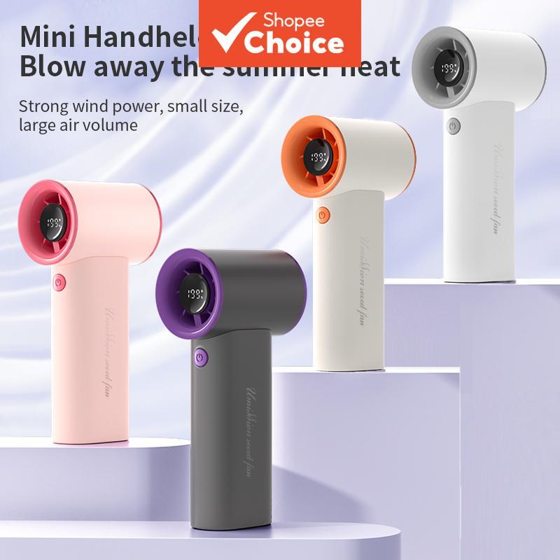 พัดลมพกพาขนาดเล็กแบบถือด้วยมือ ชาร์จด้วย USB ชนิด Type-C ความจุแบตเตอรี่ 4000mAh ปรับความเร็วลมได้ 5 ระดับ ลมแรง หน้าจอแสดงผลดิจิทัล ขนาดเล็กกะทัดรัด พกพาสะดวก ชาร์จซ้ําได้
