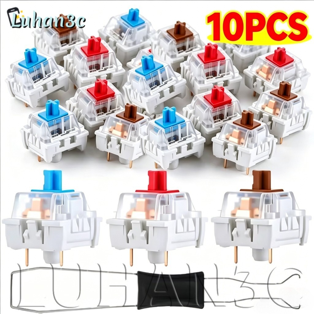 [AUTO & 3C] 10PCS - 3 Pin Blue Red Brown Clicky Switches พร้อมสวิตช์ดึงคีย์บอร์ด Clicker คีย์สวิตช์คีย์บอร์ดแบบกลไกสําหรับคีย์บอร์ดเกม/หนูสูง