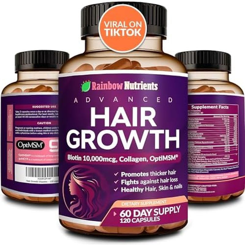 วิตามินปลูกผมสําหรับผู้หญิง | ไบโอติน 10,000mcg คอลลาเจน จดสิทธิบัตร OptiM®, goMCT®, เลื่อยต้นปาล์มช