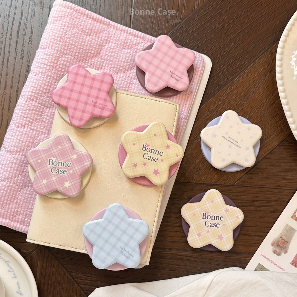 Ins Candy Color Film Stars Magnetic Holder Phone Griptok Grip Tok น่ารัก Checkered Phone Stand Support สําหรับ Magsafe Smart Tok