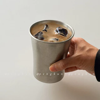 Ins Style Retro 304 ถ้วยกาแฟสแตนเลสสไตล์อุตสาหกรรมถ้วยสกัดปากกว้าง Frosted Ice American Latte ถ้วยดื่ม