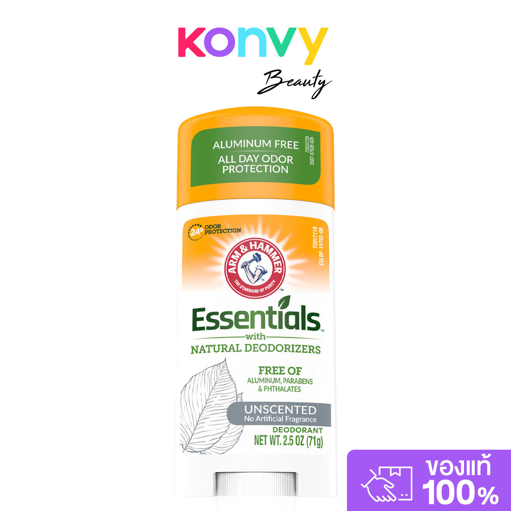 ARM & HAMMER Essentials With Natural Deodorizers Unscented Deodorant 71g โรลออนสติ๊ก อาร์มแอนด์แฮมเมอร์ สูตรไม่มีกลิ...