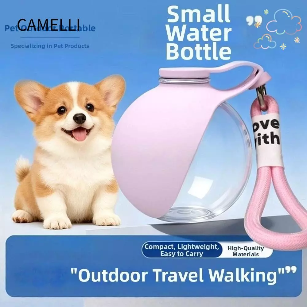 CAMELLI ขวดน้ําสุนัขแบบพกพา, ขวดน้ําสุนัข 2-in-1 กันรั่ว 545 มล., รอบขนาดกะทัดรัดพร้อมเชือกเส้นเล็กขวดน้ําสัตว์เลี้ยงพับได้เดินสัตว์เลี้ยง