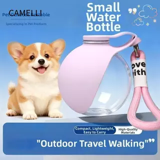 CAMELLI ขวดน้ําสุนัขแบบพกพา, ขวดน้ําสุนัข 2-in-1 กันรั่ว 545 มล., รอบขนาดกะทัดรัดพร้อมเชือกเส้นเล็กขวดน้ําสัตว์เลี้ยงพับได้เดินสัตว์เลี้ยง