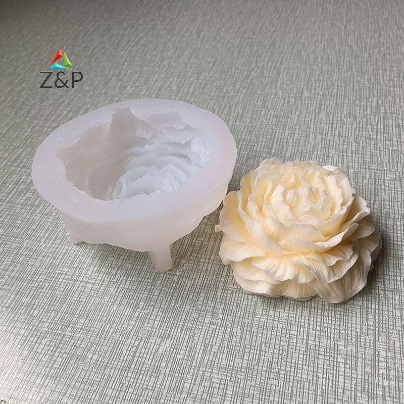 Z&P แม่พิมพ์เค้กซิลิโคนสบู่ช็อคโกแลตทําเครื่องมือเทียน Mould นูนดอกไม้ Bloom Aromatherapy Candy Handmade ตกแต่งงานแต่งงาน COD