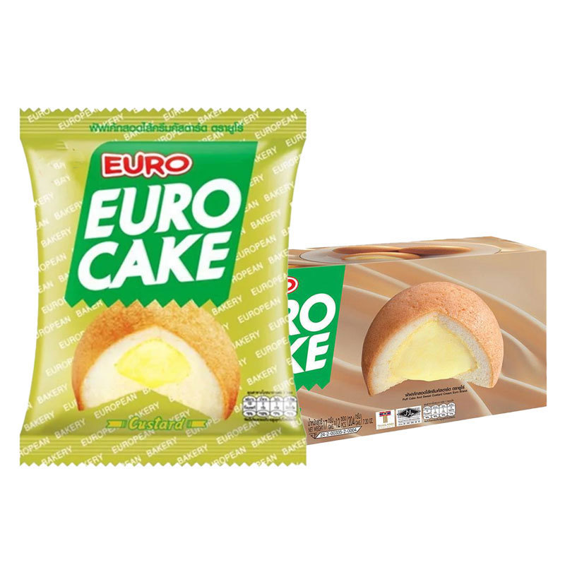 ยูโร่ คัสตาร์ดเค้ก 17 ก. 12 ชิ้น (EURO Cake Custard 17 g 12 pcs) โปโลแมน POLOMAN