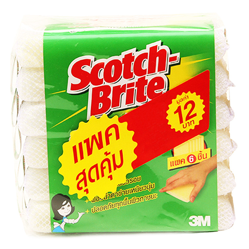 สก๊อตช์-ไบรต์ ฟองน้ำหุ้มตาข่าย x 6 (SCOTCH-BRITE Sponge Net x 6)