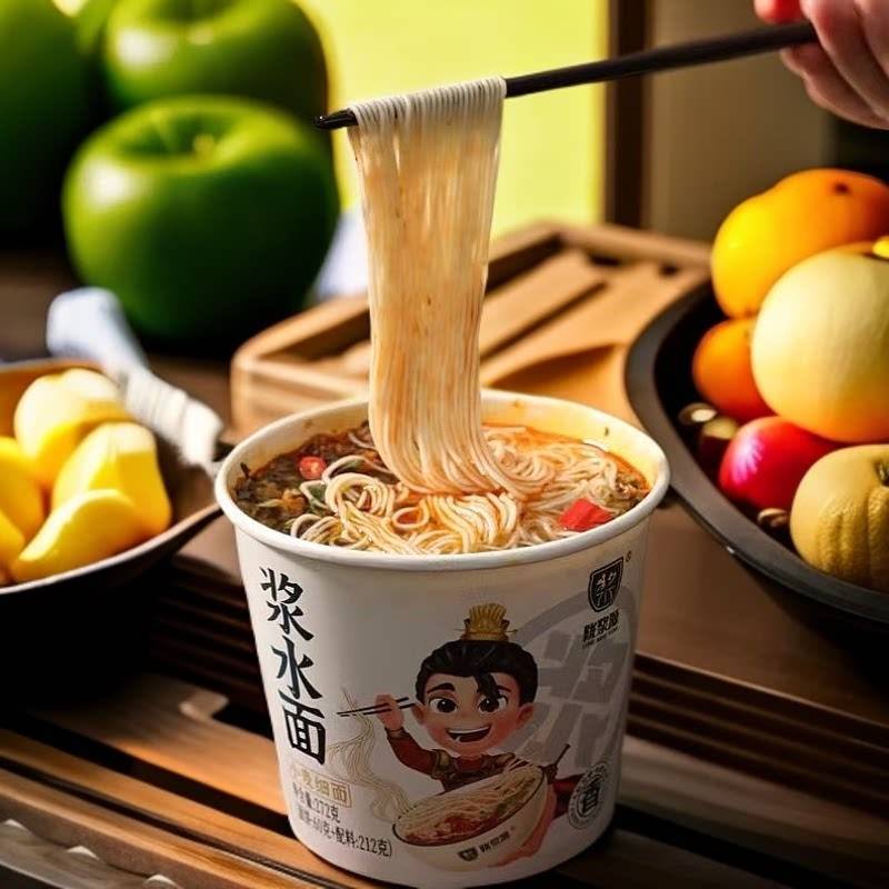 Gansu Tiansu Water Pulp Water Instant Noodles Barreled Non-Fried Instant Food Brewing กะหล่ําปลีดองก