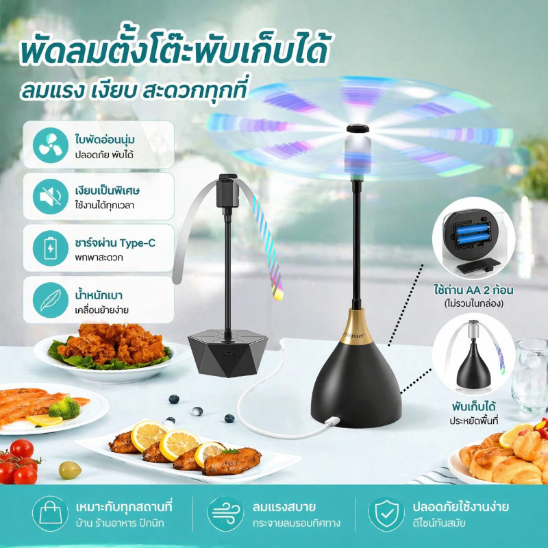 พัดลมไล่ยุงแมลงวันไล่ยุงกลางแจ้ง ใบพัดขับไล่แมลงวัน อุปกรณ์ดักและขับไล่แมลงวันอัตโนมัติ ป้องกันแมลงรบกวน
