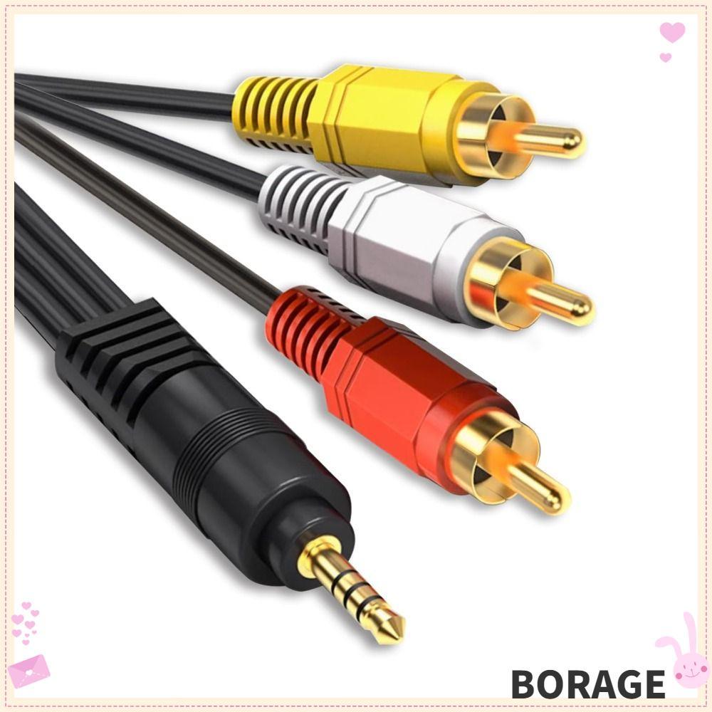 BORAG สาย AV, Gold Plated Plug and Play 3.5 มม.ถึง 3 สาย RCA, Professional 1 ถึง 3 ชายกับชายทนทานเปล