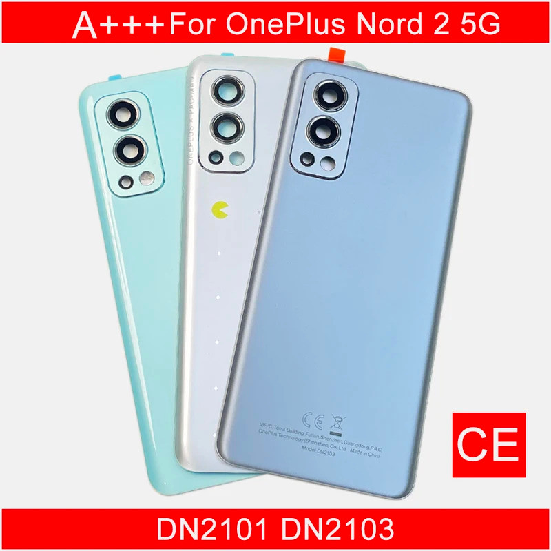 เปลี่ยนกระจกด้านหลังสําหรับ OnePlus Nord 2 5G DN2101, DN2103 แบตเตอรี่Housing แผงกรณีกล้องเลนส์อะไหล