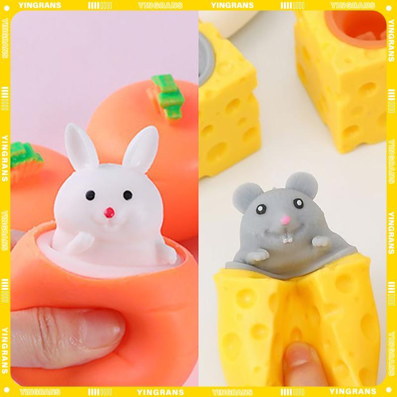 yingrans ของเล่นบีบคลายเครียด รูปแครอท หนูแฮมสเตอร์ Fidget Squishy บีบมือสําหรับผู้ใหญ่และเด็ก ของขวัญ