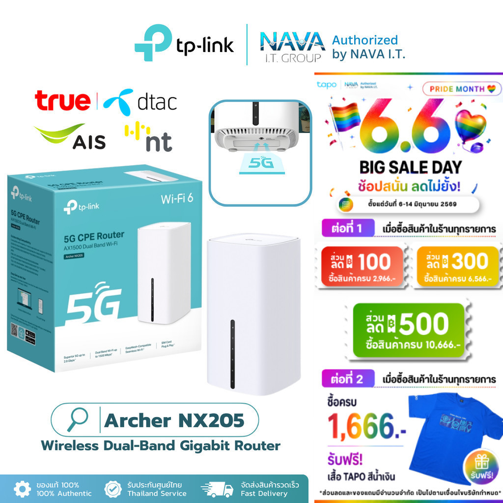 TP-Link Archer NX205 เราเตอร์ใส่ซิม 5G WiFi 6 Router AX1500 Gigabit