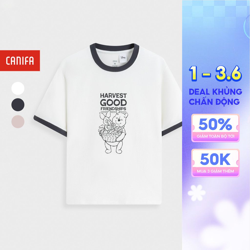 เสื้อ babytee ผู้หญิงคอปกใส แขนสั้น คละสี และลายพิมพ์อ่อนเยาว์ CANIFA 6TS26S001