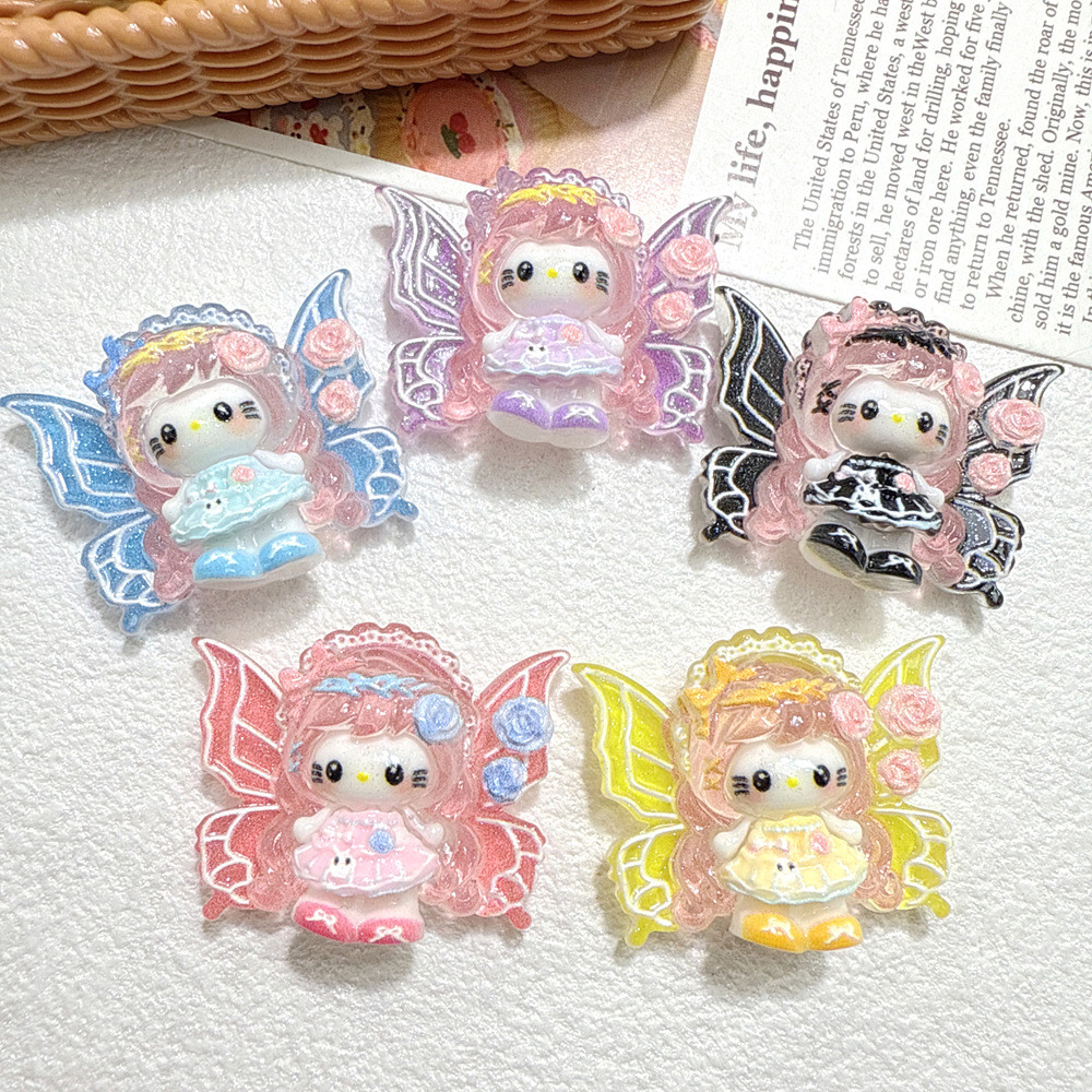 10PCS Shinny Butterfly Wing Girl เรซิ่น Charms สําหรับ DIY(5-18)888