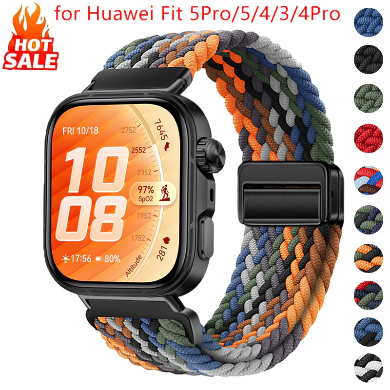 สายรัดไนลอนแม่เหล็ก หัวเข็มขัด สําหรับ Huawei Watch Fit 5 Pro/Fit 5/4 Pro/Fit 3 สายกีฬาถัก