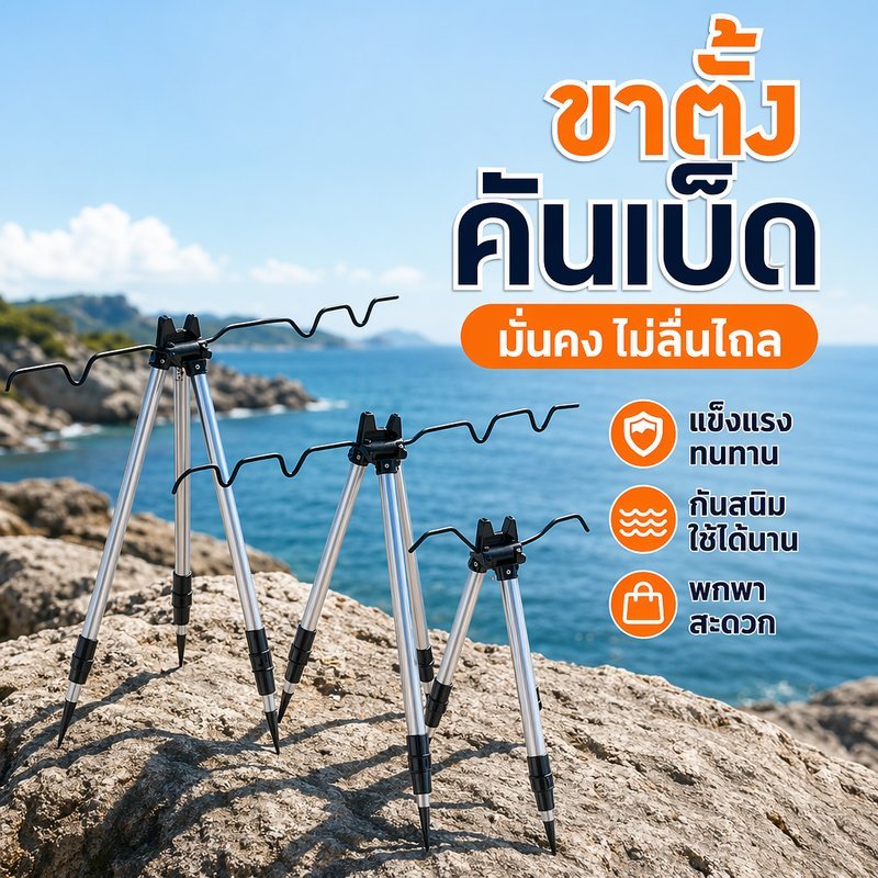 ขา ตั้ง คันเบ็ด ขา ตั้ง ตก ปลาหวาน อลูมิเนียมอัลลอยด์ พับเก็บได้ กันสนิม ปักดินมั่นคง ตกปลาแม่น้ำ ทะเล