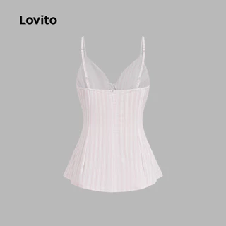 (KOL's pick) Lovito เสื้อเบลาส์สีชมพูอ่อนลายพลีตสําหรับฤดูใบไม้ผลิ/ฤดูร้อน สไตล์ลําลอง เกาหลี อินเทรนด์ LK6AD124