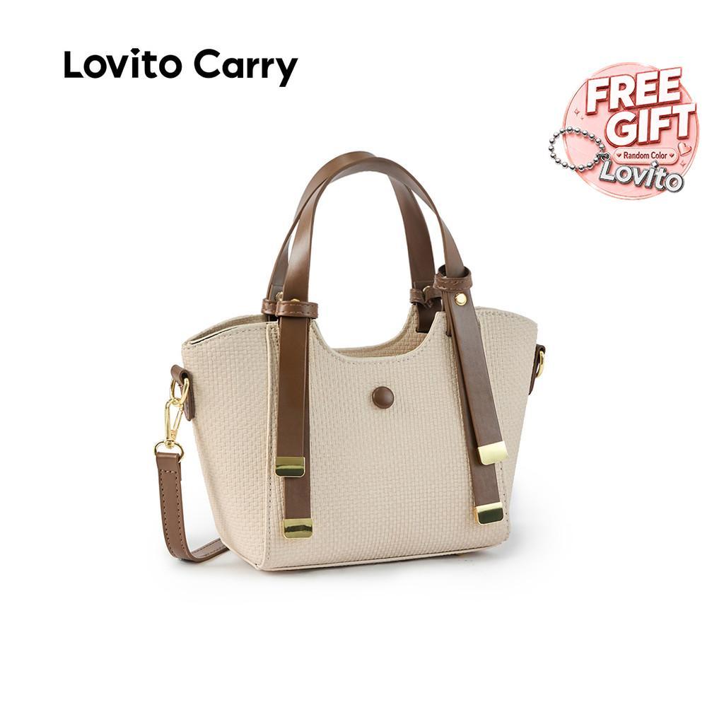 (Lovito Carry) กระเป๋าสะพายไหล่ขนาดเล็กสำหรับผู้หญิง ดีไซน์หรูหรา สีตัดกัน LR30E081