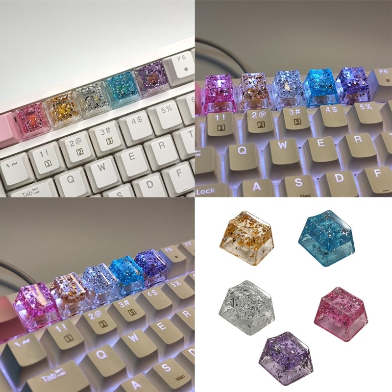 QUU Mechanical Keyboards Keycap โปร่งใสเรซิ่นฟอยล์ออกแบบ Keycap R4S OEM Profile Keycap