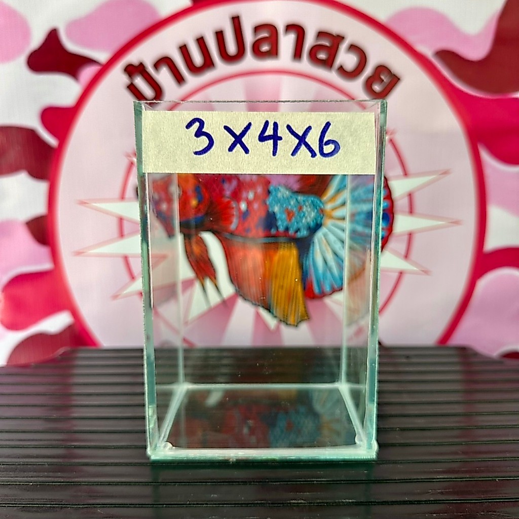 โหลปลากัด ขนาด 3x4x6 นิ้ว หนา 3 มิล กาวใส