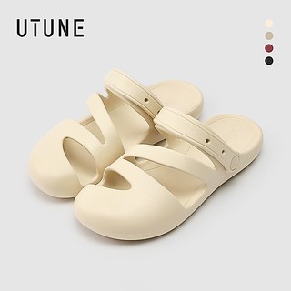 UTUNE 2026 New Women Beach Sandals Round Toe Flat EVA Lightweight Comfortable Non Slip Arch Support Adjustable Heel Strap Perfect for Outdoor Seaside