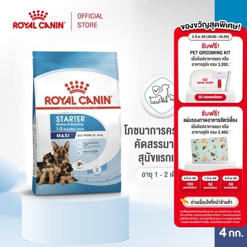 Royal Canin Maxi Starter Mother&Baby Dog4kg อาหารเม็ดแม่สุนัขและลูกสุนัขหย่านม พันธุ์ใหญ่ อายุ 1-2 เดือน