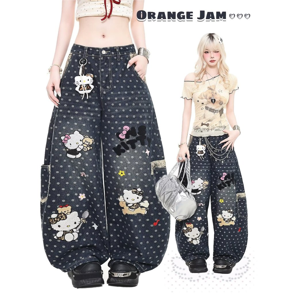 ผู้ชายผู้หญิง DENIM TEARS สไตล์ใหม่ Kapok พิมพ์ที่สวยงามอินเทรนด์ Street Casual ลายสก๊อตตรงกางเกงหลว