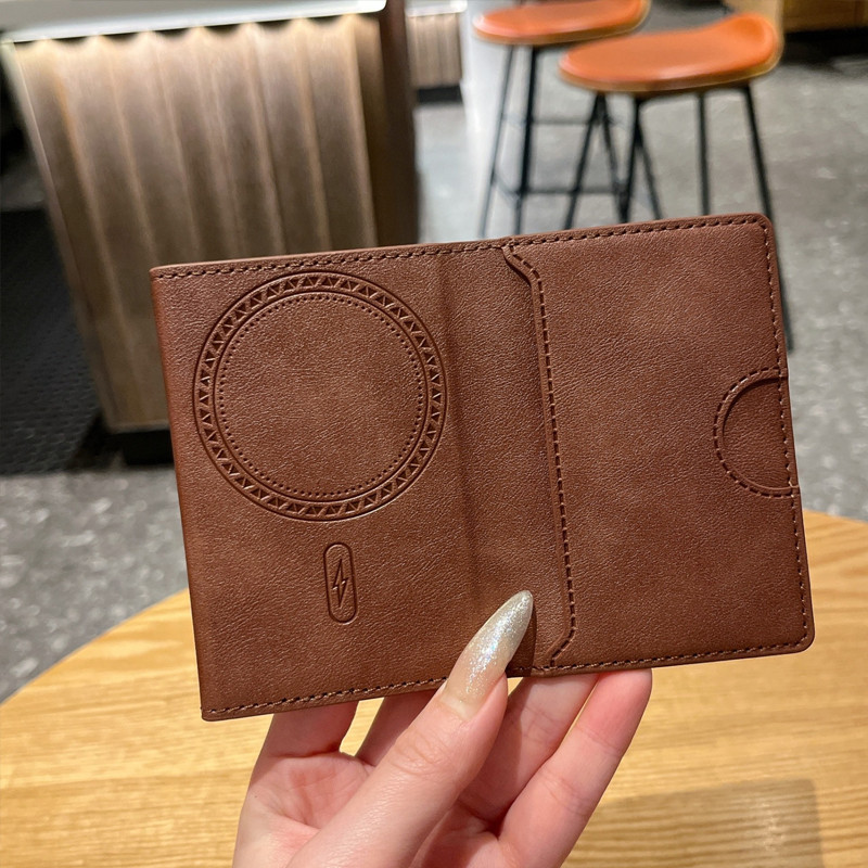 MagSafe Tri-Fold Magnetic Card Wallet Strong Magnet Clip ที่วางโทรศัพท์แบบพับได้ Cardholder สําหรับ 