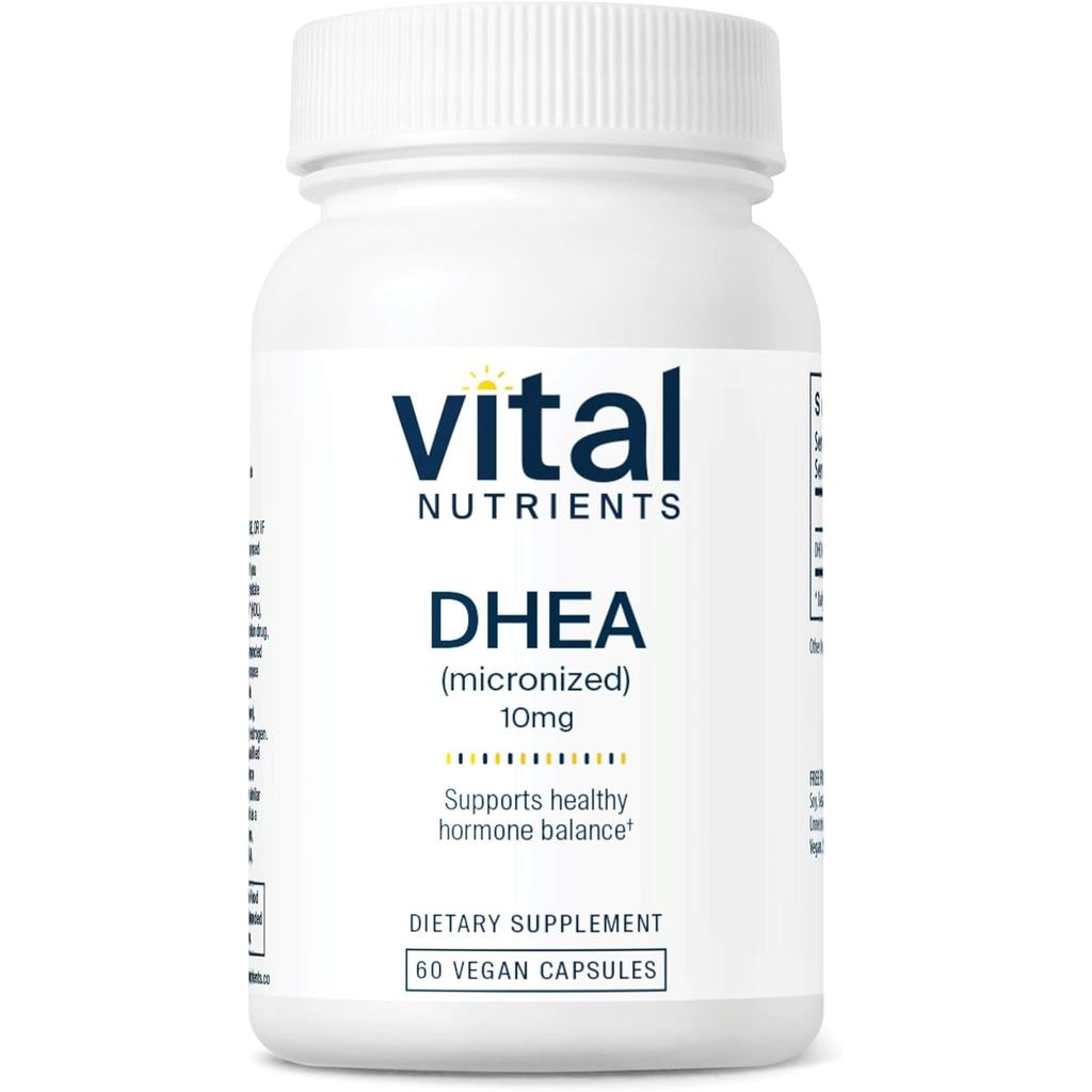 Vital Nutrients DHEA 10mg - อาหารเสริม DHEA มังสวิรัติ Micronized สําหรับผู้หญิงและผู้ชาย - รองรับฮอ
