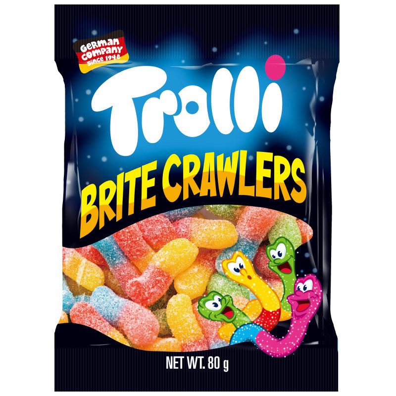 ทรอลลี่เยลลี่บริตคลอเลอร์ 80กรัม Trolli Britecrawlers Jelly 80g. [หมายเลขบาร์โค้ด 4003084843347 ]