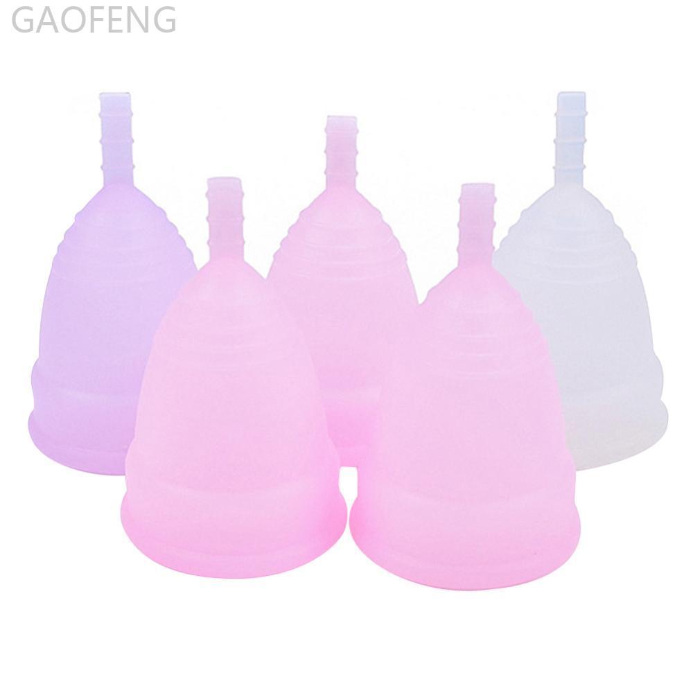 GAOFENG 1 PC ถ้วยประจําเดือนแบบใช้ซ้ําได้ถ้วยผู้หญิงซิลิโคนสุขอนามัยของผู้หญิงถ้วยประจําเดือนสุขอนาม