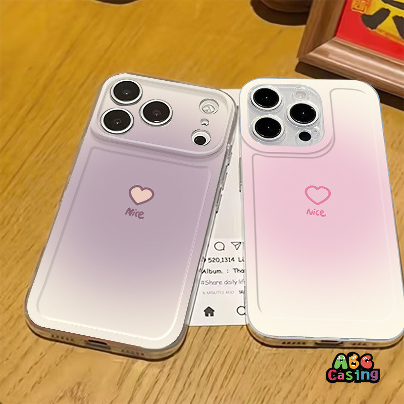 สีม่วงอ่อนและสีชมพูและเคสโทรศัพท์รูปหัวใจ เหมาะสำหรับ IPhone 17 15 11 13 16 12 14 Pro Max X XR XS Max 7 8 16 15  Plus