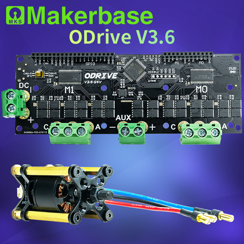 Makerbase ODrive3.6 FOC BLDC Servo ตัวควบคุมมอเตอร์คู่