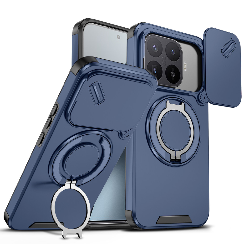 สําหรับ Xiaomi 17 Ultra 15T Pro Max เคสโทรศัพท์กันรอยขีดข่วนพร้อมฝาครอบกันฝุ่นเลนส์ + ขาตั้งวงแหวนแม่เหล็ก กันกระแทก และการป้องกันแรงกระแทก